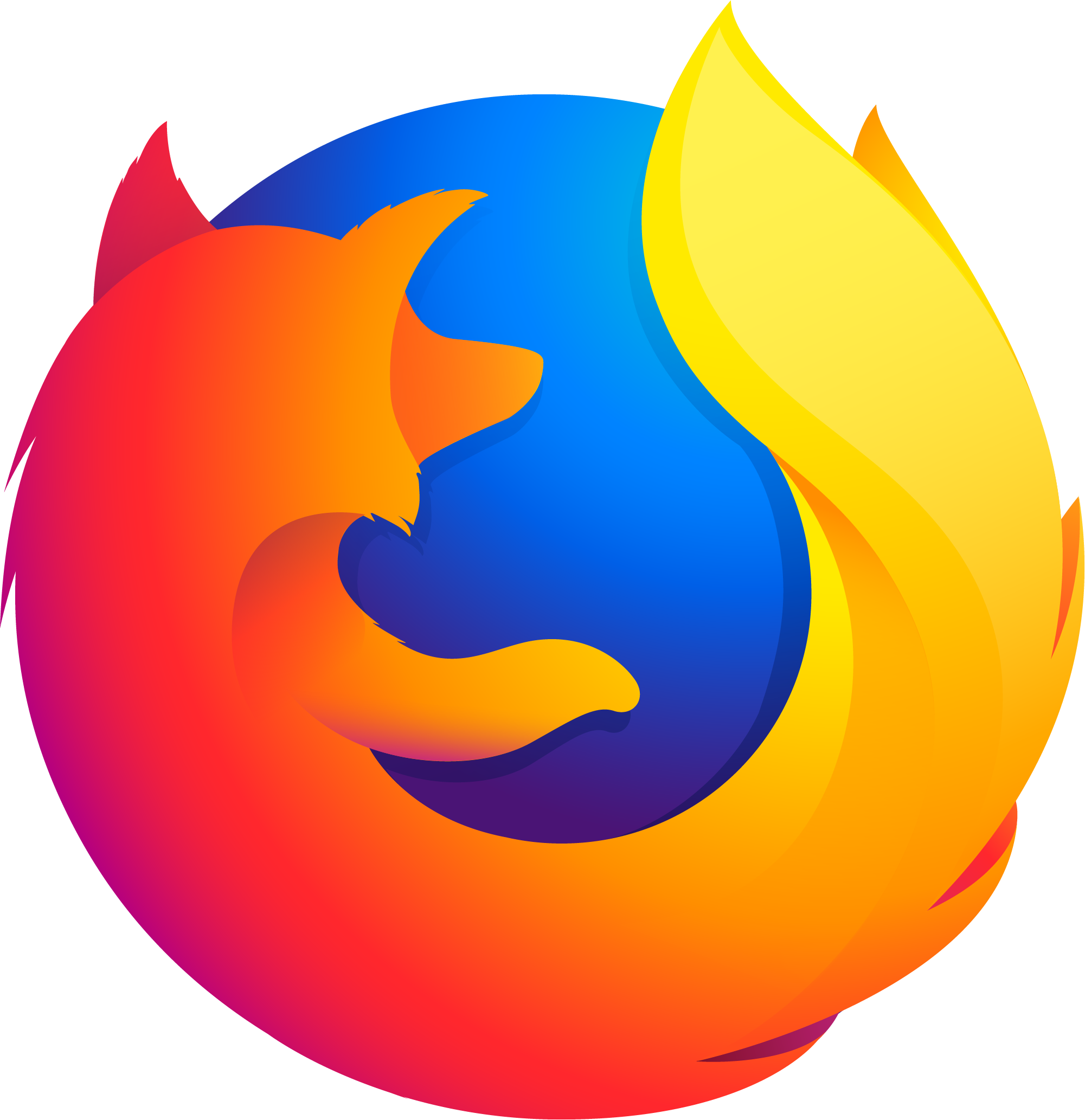 The Firefox logo: a flaming fox surrounding the Earth.